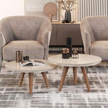 Imagem de Conjunto De Mesas De Centro Luma Redondas Tripé Pés Palito Decorativas