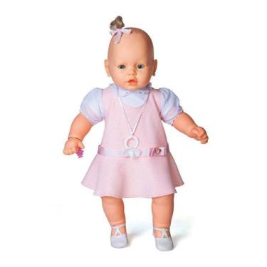 Imagem de Boneca Meu Bebê Branco Vestido Rosa 60 cm - Estrela