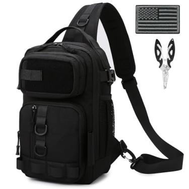 Imagem de Aocmpxs Mochila De Pesca, Bolsa Tipo Bandoleira, Leve Ombro, Tática Para Ferramentas, Armazenar Equipamentos E Com Alicate Remendo Bandeira Dos Eua (1 Pacote, Preto)