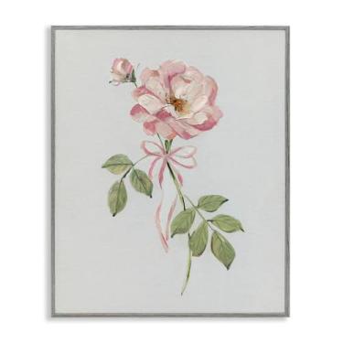 Imagem de Stupell Industries Zinnia rosa com fita cinza emoldurado Giclee Art Design por Sally Swatland, 40 x 50