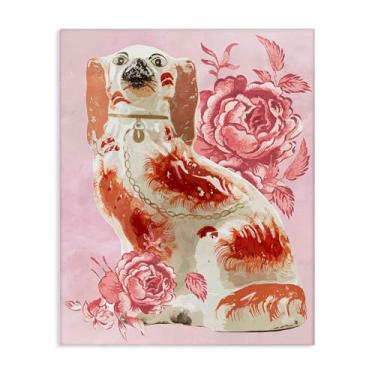 Imagem de Stupell Industries Desenho de arte de parede de cachorro spaniel antigo em tela rosa por Lil' Rue, 61 x 76 cm
