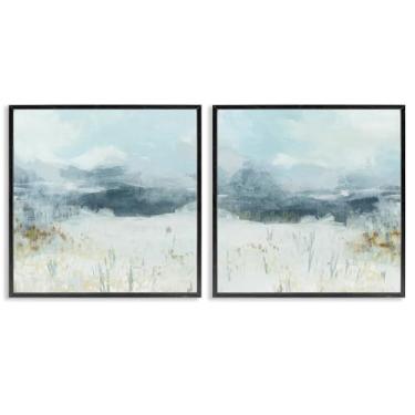 Imagem de Stupell Industries Conjunto de arte giclée emoldurado preto abstrato branco mesa 2 peças por June Erica Vess, 17 x 17