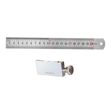 Imagem de Bothyi Régua de aço inoxidável com de riscador, 2 em 1, régua de metal com cursor de localização, Régua de Bloco de 20