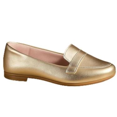 Imagem de Sapato Mocassim Feminino Infantil Juvenil Social Envernizado Feito à Mão (Dourado, BR, Criança de 4 a 8 anos, Numérico, 28)