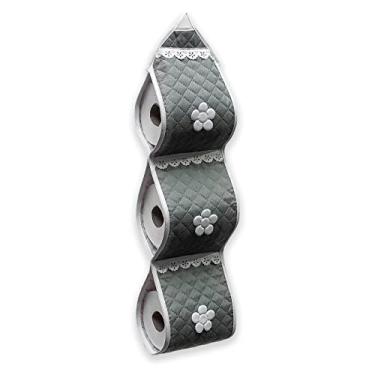 Imagem de Kit 2 Porta Papel Higiênico Matelado Para 3 Rolos Decorativo (CINZA)