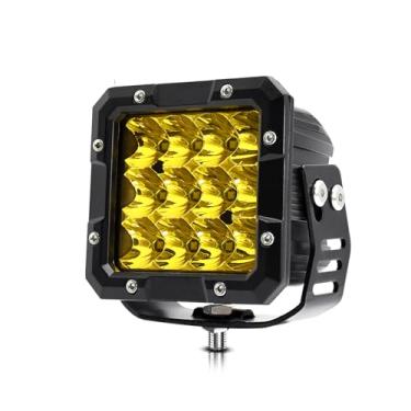 Imagem de CIADAZ Barra de luz LED, luz de trabalho de luz amarela de 5 polegadas 100W 4300K 12000LM luz de nevoeiro à prova d'água para veículos off-road, caminhão, carro, ATV, SUV