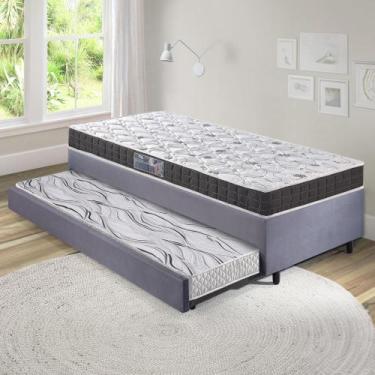 Imagem de Bicama Box 88x188 Suede Cinza com Colchão Pantanal Anjos - B&G