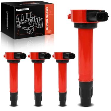 Imagem de A-Premium (Vermelho) Pacote de bobina de ignição do motor compatível com Mitsubishi Outlander 2008-2013, Lancer 2008-2017, RVR 2011-2015, Outlander Sport 2011-2017, conjunto de 4 peças