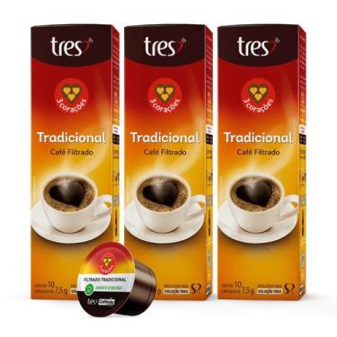 Imagem de 3x Cápsula de Café Tres 3 Corações Filtrado Tradicional 10 Unidades, F