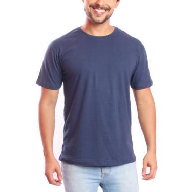 Imagem de Camiseta Masculina Lisa Algodão Qualidade - Basic Fashion, Azul Escuro