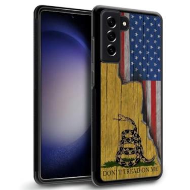 Imagem de YiXinBB Capa compatível com Samsung Galaxy S24 Plus, Y Don't Tread On Me, estampa de bandeira de madeira americana, design luxuoso, capa rígida de policarbonato à prova de choque antiarranhões para