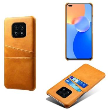 Imagem de Capas Compatível com Honor Play 5 Youth,Caso de couro PU-Tampa de telefone a prova de choque com 2 slots de cartão,Proteção anti-impressão digital e anti-gota-Yellow