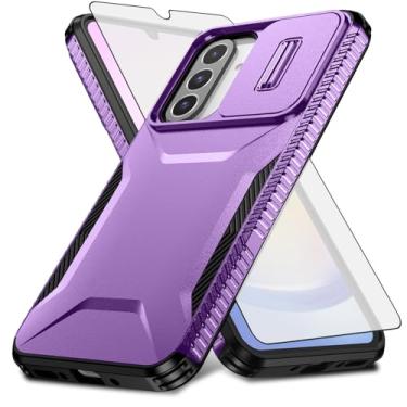 Imagem de Asuwish Capa de celular para Samsung Galaxy A26 5G com protetor de tela de vidro temperado e capa de câmera deslizante fina, resistente, híbrida, à prova de choque, acessórios rígidos A 26 26A LTE