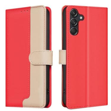 Imagem de HJZSZX Para Samsung M15 Luxo Couro Carteira Cartão Telefone Capa Flip À Prova de Choque (Para Samsung M15/Vermelho)