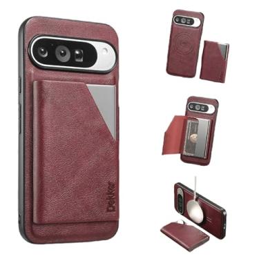 Imagem de JIAONASHIJIA Compatível com capa para Google Pixel 9 Pro XL - carteira magnética de couro - bloqueio de RFID-2 em 1 porta-cartão de crédito destacável - capa à prova de choque - compartimentos para