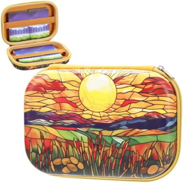 Imagem de Wonderjune Hard Travel Playing Card Game Case, 300+ Trading Cards Case, Portable Travel Storage Box Compatible with Magic Mtg Classic Board Game(Sun)