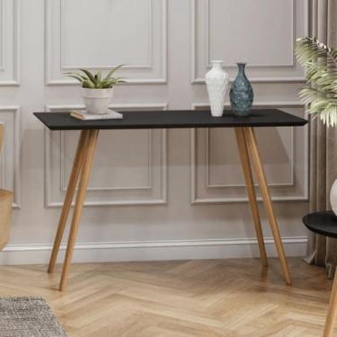 Imagem de Aparador Decorativo Laqueado com Vidro Pés Palito - Bisart, Preto