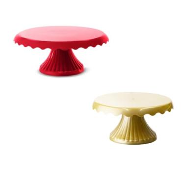 Imagem de Kit 1 Boleira Cake Renda 22x9 E 1 Boleira Cake Renda 19x9 Decoração (VERMELHA E DOURADA)