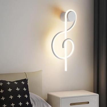 Imagem de GZZBMY Iluminação de parede interna LED moderna acrílico espiral metal lâmpadas de parede em forma de nota musical arandelas de parede de alumínio para quarto, corredor, sala de estar, decoração