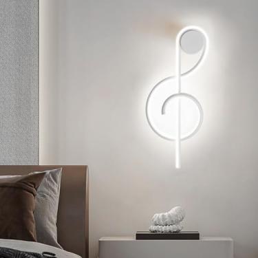 Imagem de GZZBMY Iluminação de parede interna LED moderna acrílico espiral metal lâmpadas de parede em forma de nota musical arandelas de parede de alumínio para quarto, corredor, sala de estar, decoração