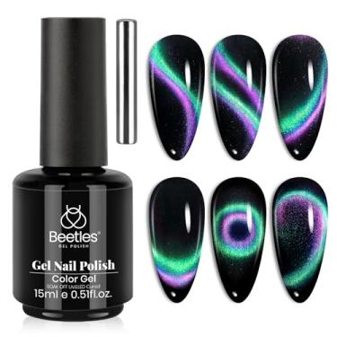 Imagem de Esmalte Beetles Cat Eye Gel – 15 ml 9D Camaleão Olho de Gato Verde Roxo Dupla Cores Mágicas Esmalte Gel com Ímã Absorver Gel de Veludo UV Coleção Galaxy Drift Design de Unhas Presente para Mulheres
