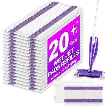Imagem de Refil de almofada de esfregão para esfregão Swiffer Wetjet compatível com Swiffer Wet Pads refil de reposição para Swiffer Wet Jet Pads descartáveis, multisuperfícies, espessuras e absorventes
