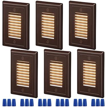 Imagem de LEONLITE Luzes LED de tensão de linha de 120 V, luz de escada de LED regulável, listado ETL, luz de degrau com persiana de montagem em superfície de 3W, design vertical, alumínio à prova d'água