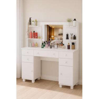 Imagem de Penteadeira Camarim Espaçosa Com Prateleiras e Portas Para Maquiagem P