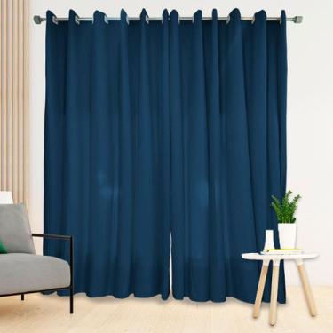 Imagem de Cortina Manu 4.00m x 2.50m Decorativa Micro Percal Ilhós Branco Sala Q