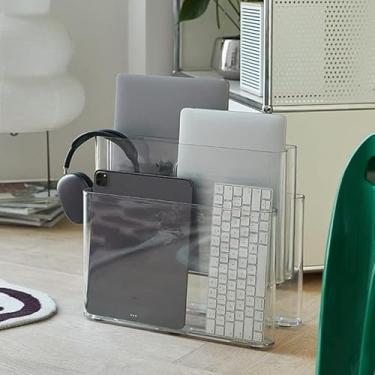Imagem de Porta-revistas Organizador De Arquivos De Revista Organizador De Pastas Para Revistas Livros Jornais Tablets Teclados De Laptop Fones De Ouvido Em Home Office, Transparent