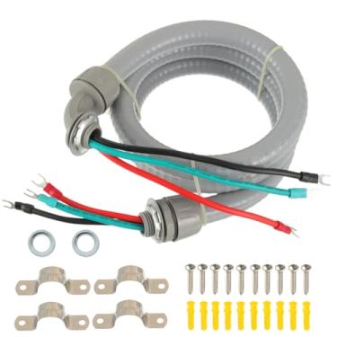 Imagem de HUAREW Kit de chicote AC, conjunto de chicote elétrico, kit de chicote A/C pré-montado de 1/2 polegada x 4 pés, conduíte elétrico flexível apertado líquido não metálico e kit de chicote elétrico de 10