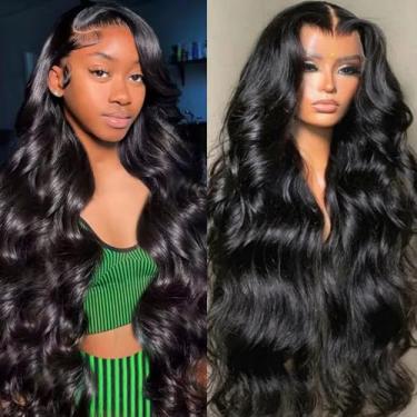 Imagem de Muzkala Peruca frontal de 34 polegadas de cabelo humano 33 x 6 HD transparente lace frontal ondulado sem cola para mulheres negras 180% densidade 13x6 peruca ondulada corporal pré-arrancada nós