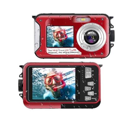 Imagem de Câmera subaquática 4K de 3 m, à prova d'água, selfie de tela dupla com foco automático de 48 MP para mergulho com snorkel, câmera digital compacta flutuante e fotografar bateria de 1250 mAh