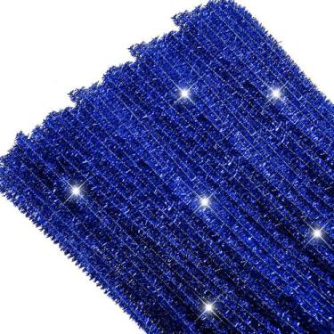 Imagem de Limpadores de cachimbo TOAOB Christmas Glitter Blue 6 mm x 30 cm 100 u