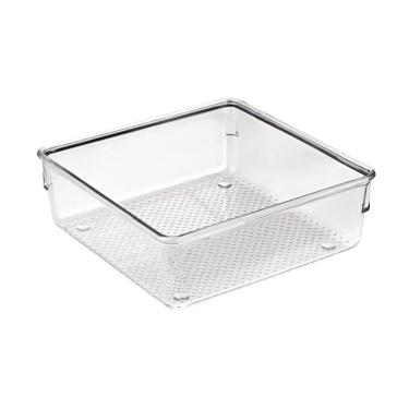 Imagem de Organizador De Gavetas Modular Multiúso Em Plástico Transparente 15,3x15cm Branco
