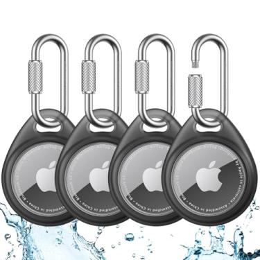 Imagem de UNBREAKcable Suporte para Apple AirTag, pacote com 4 [fácil de instalar] [proteção completa] [antiarranhões] chaveiro de aço inoxidável 304 resistente com capa de TPU durável para mochilas/animais de