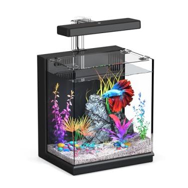 Imagem de Tanque de peixes Betta, kit multifuncional de 2 galões com filtragem e luz LED, aquário autolimpante para iniciantes, crianças, tigela de mesa para casa, escritório ou quarto de crianças