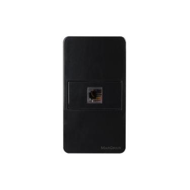 Imagem de Placa Para Condulete Caixa 3/4" Com Tomada Para Telefone Margirius Sleek Rj11 4 Fios Preto Ebony Preto