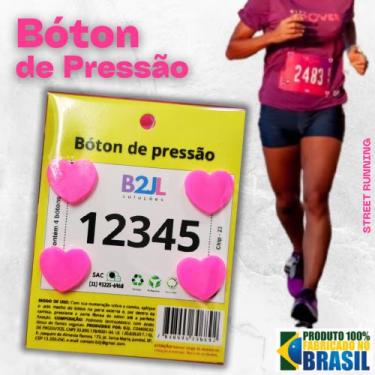 Imagem de Bóton pressão Coração Pink número peito corrida de rua c/ 4 unid. - B2