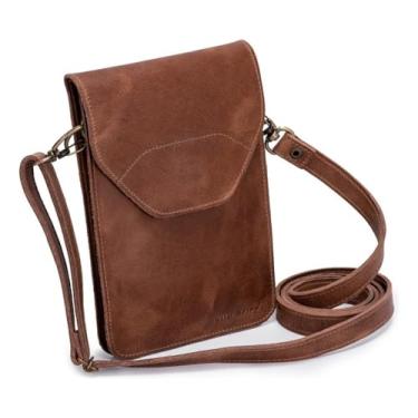 Imagem de Bolsa Carteira Couro Legitimo Documento/celular Crossbody(Marrom)