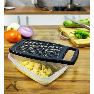 Imagem de Ralador Manual de Alimentos Cenoura Legumes Queijo com Pote Recipiente