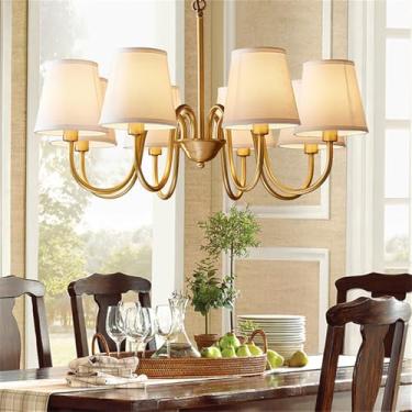 Imagem de Lâmpada Pingente Candelabro LED De Latão Com Estilo Luxuoso Americano E Retro: Design Criativo Para Sala De Estar, Restaurante, Quarto, Estudo, Villa, Hotel E Café (N 8 luzes)