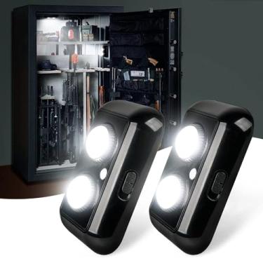 Imagem de Xprite Kit de luz segura para armas de 2 peças com sensor de movimento PIR, lente rotativa, iluminação sensível multidirecional interna para seu armário de cofres de armas, armário e armário