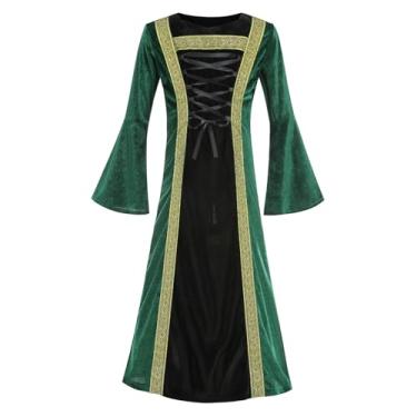 Imagem de AGCOAH Fantasia de princesa medieval renascentista clássica festa cosplay (verde clássico-GG-10-12)