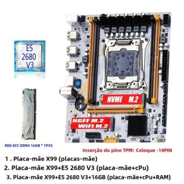 Imagem de Conjunto De Placa Mãe X99 LGA2011 3 Com CPU Xeon E5 2680 V3, DDR4 16GB