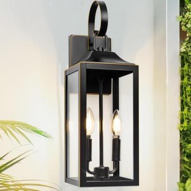 Imagem de Luminária de parede externa Yolsunes 19" Black Gold Trim 2-Light