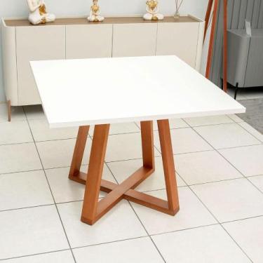 Imagem de Mesa de Jantar 90cm Quadrada com Base em Madeira Natural - Cercatto SJ