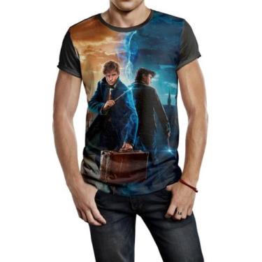 Imagem de Camiseta Masculina Newt Scamander Harry Potter Ref:406 - smoke, Preto,