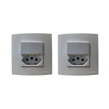 Imagem de 2 Tomadas Dupla Móveis Margirius 20A + Interruptor Branca