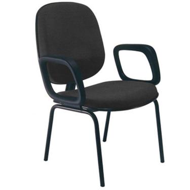 Imagem de Cadeira para Igrejas Evangélicas com Braços Diretor para Escritório Linha Uno Preto